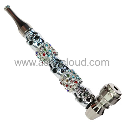 6 In - Fancy Skull Diamond Metal Pipe