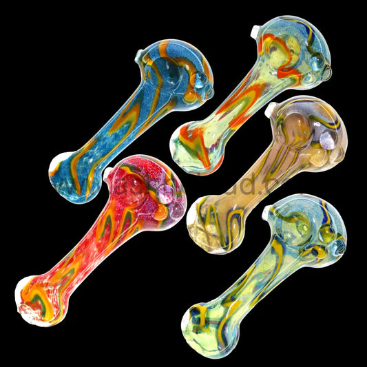 6 in - Flat Handle Fancy Multicolor Hand Pipe Spoon