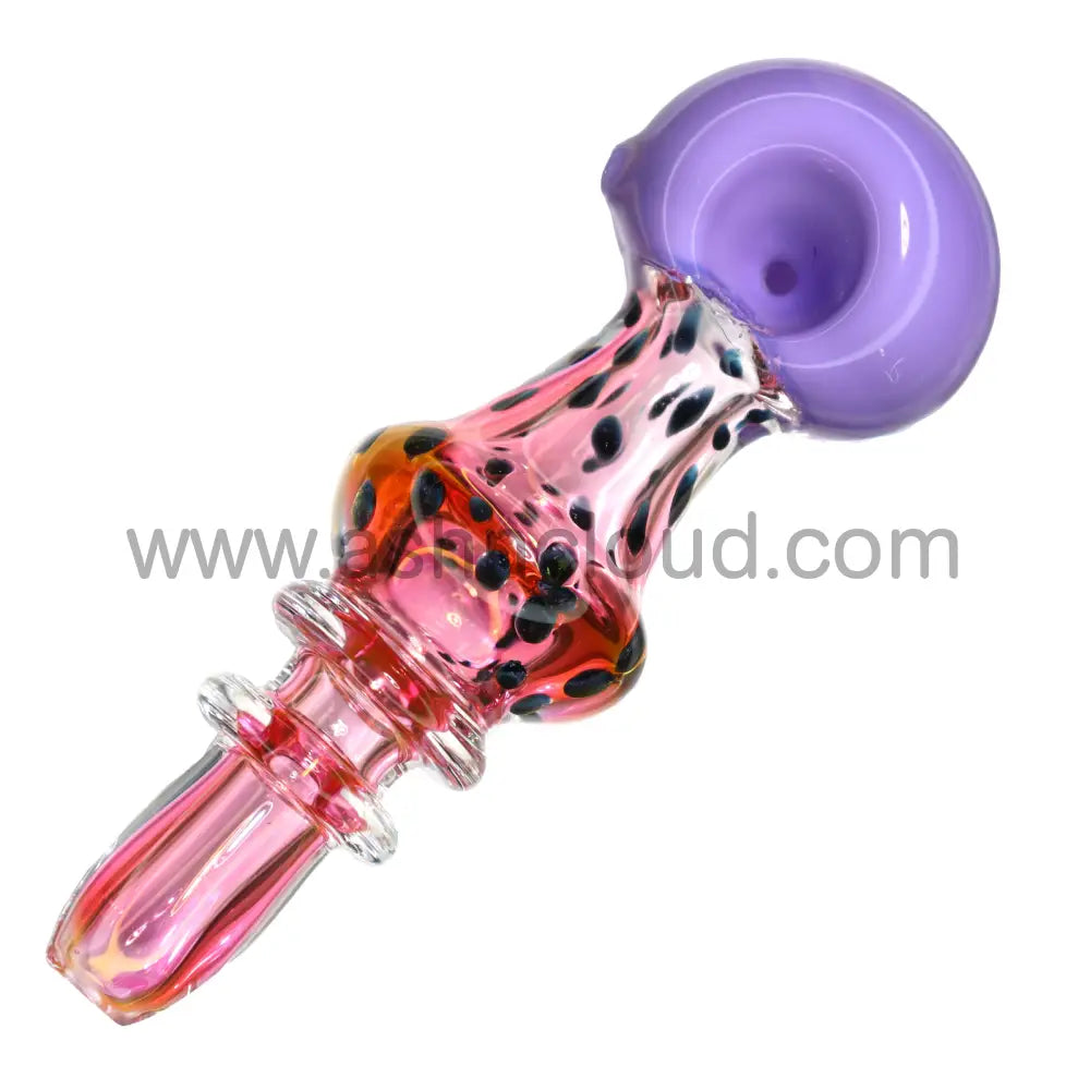 6 In - Fumed Pink Polka Dots Slime Spoon Hand Pipe