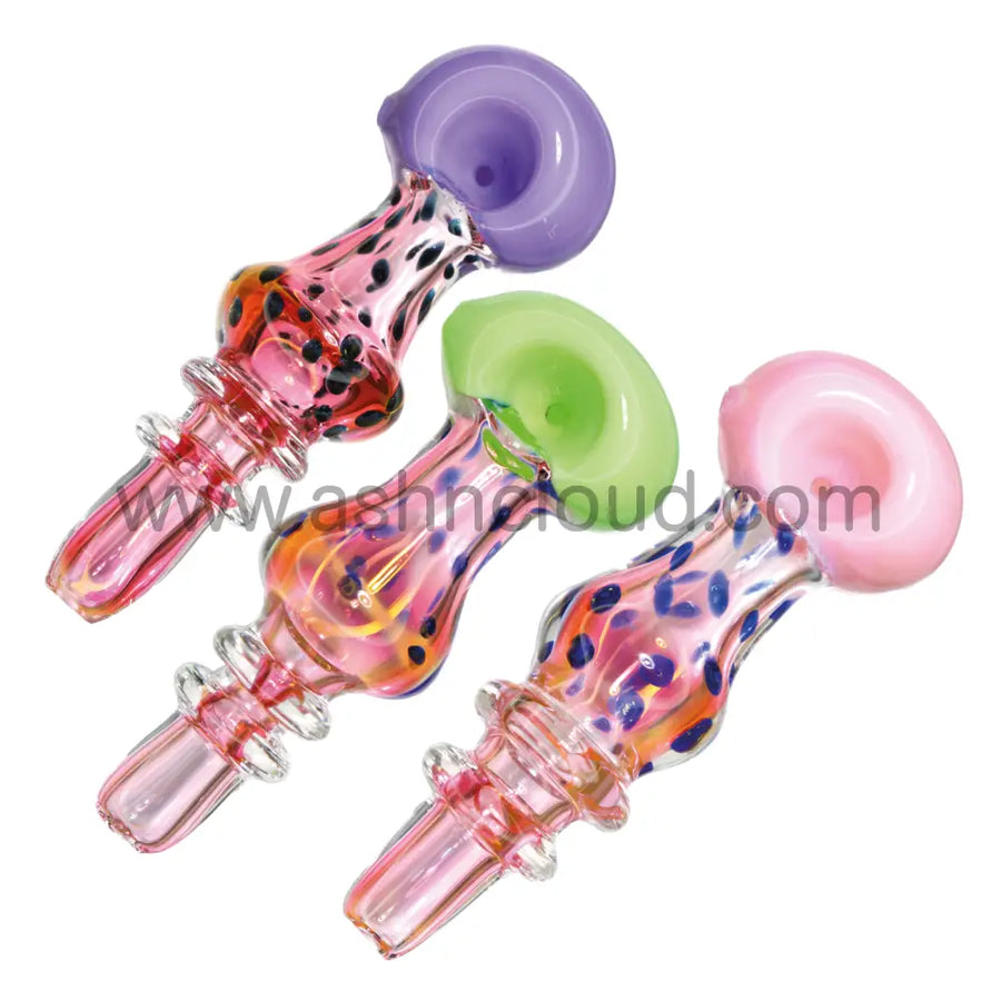 5.5 Inch Dot Worked Color Head Glass Spoon Pipe