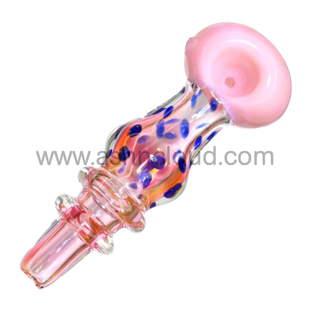 6 In - Fumed Pink Polka Dots Slime Spoon Hand Pipe