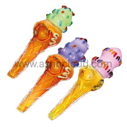 6 In - Funny Multicolor Ice Cream Spoon Hand Pipe