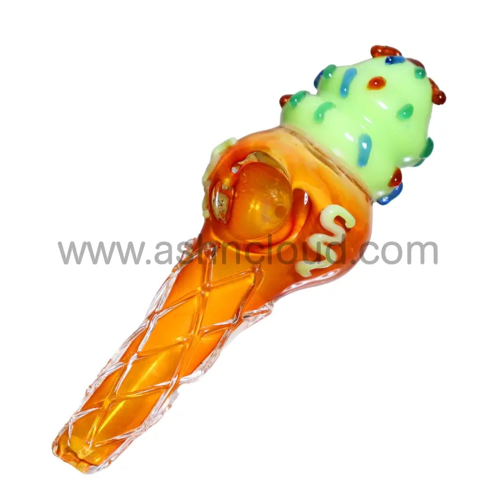 6 In - Funny Multicolor Ice Cream Spoon Hand Pipe