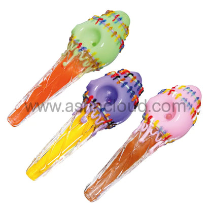 6 In - Funny Multicolor Ice Cream Spoon Hand Pipe