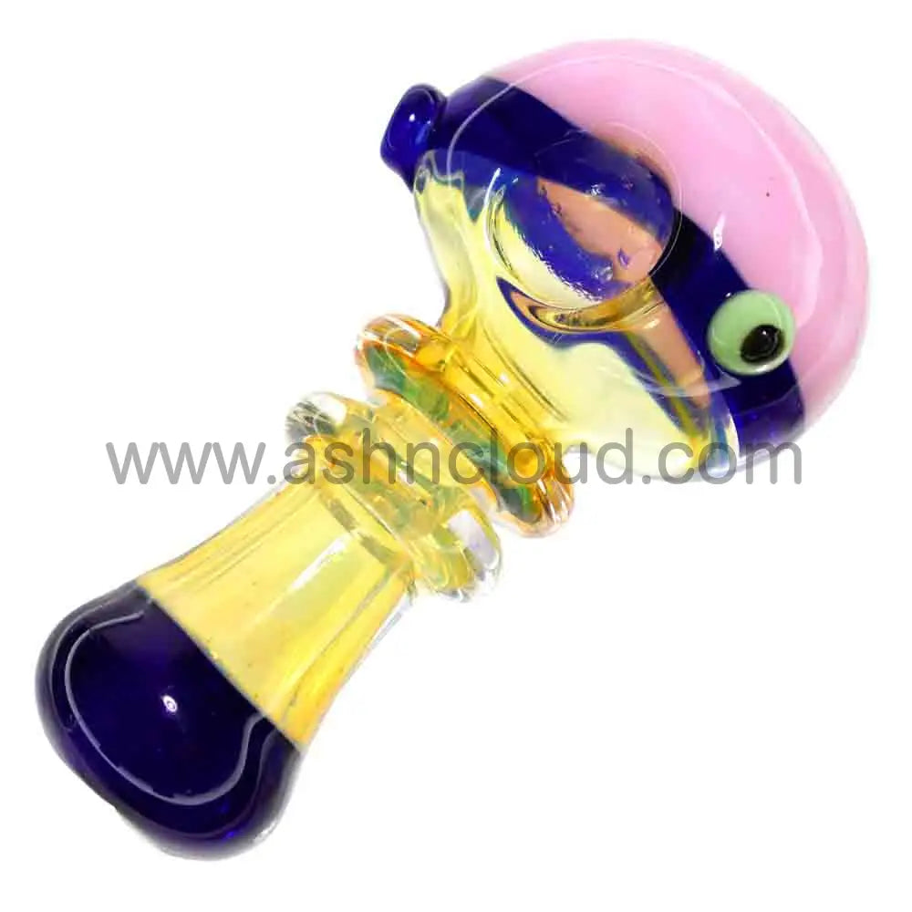 6 in - Gold Double Ring Glass Spoon Pipe