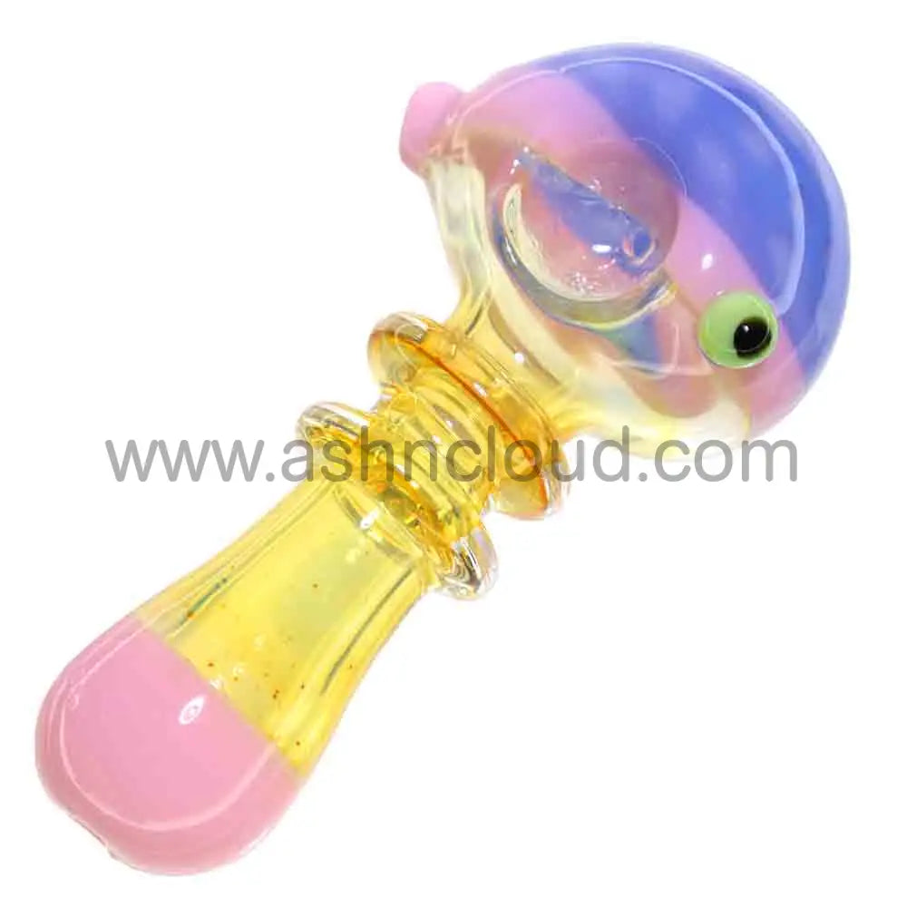 6 in - Gold Double Ring Glass Spoon Pipe