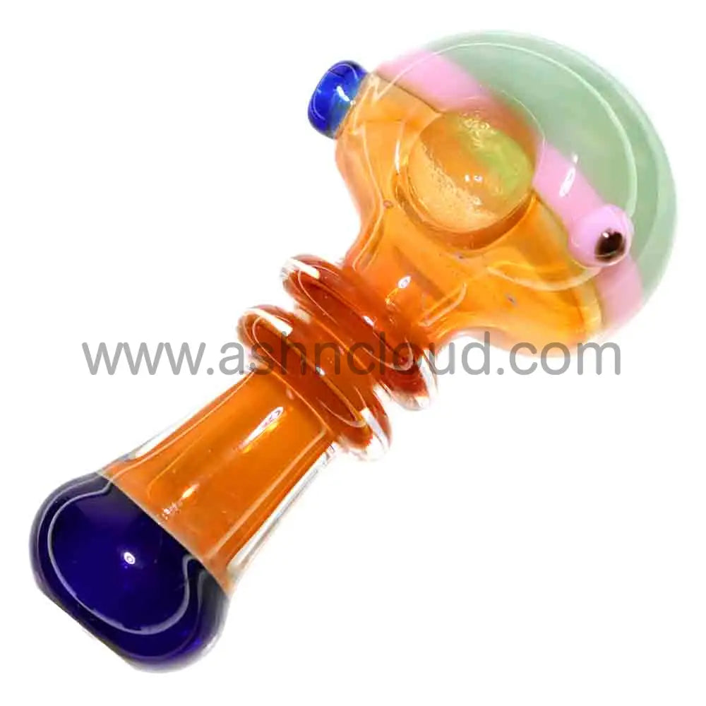 6 in - Gold Double Ring Glass Spoon Pipe