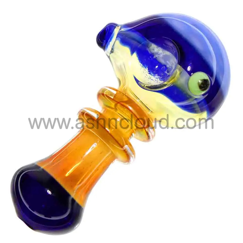 6 in - Gold Double Ring Glass Spoon Pipe