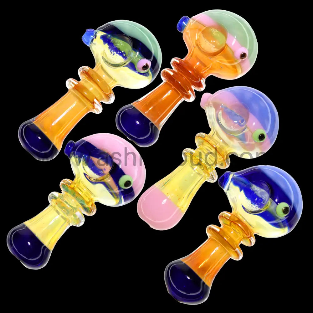 6 in - Gold Double Ring Glass Spoon Pipe