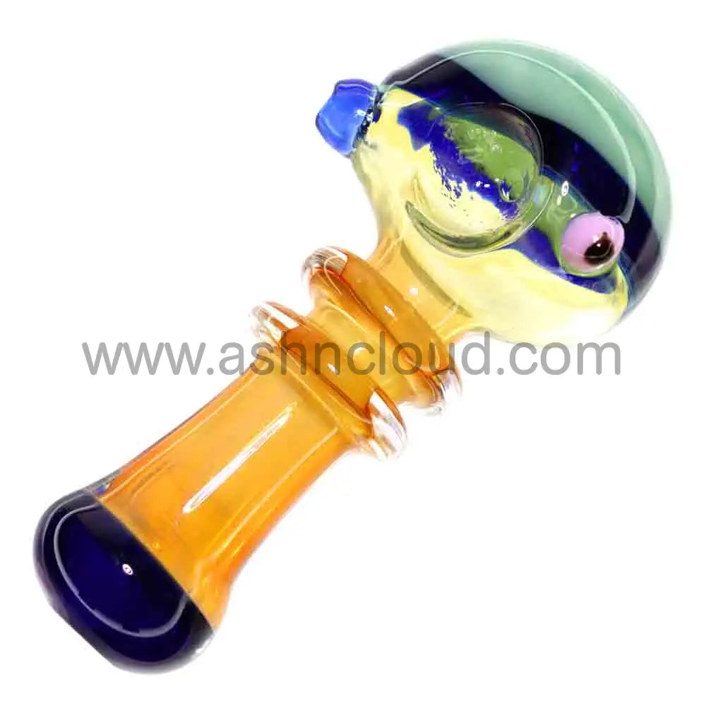 6 in - Gold Double Ring Glass Spoon Pipe