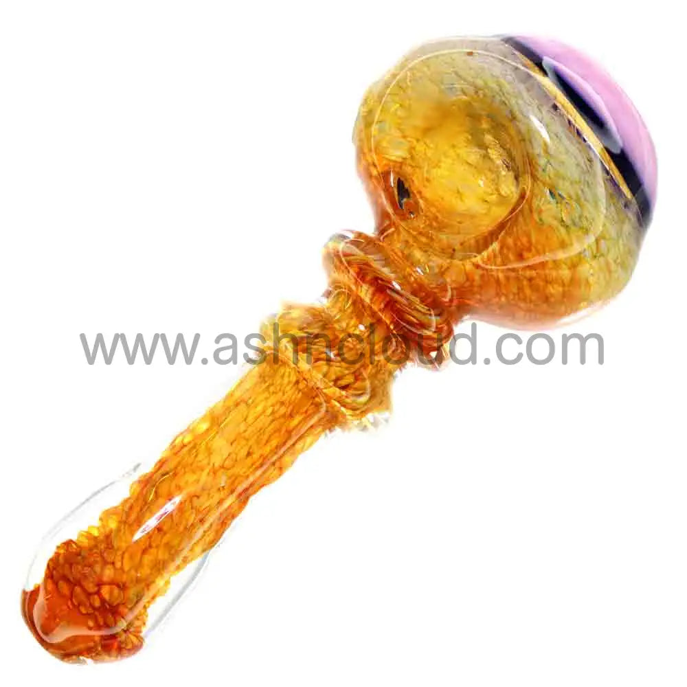 6 in - Golden Slime Head Double Ring Hand Pipe Spoon