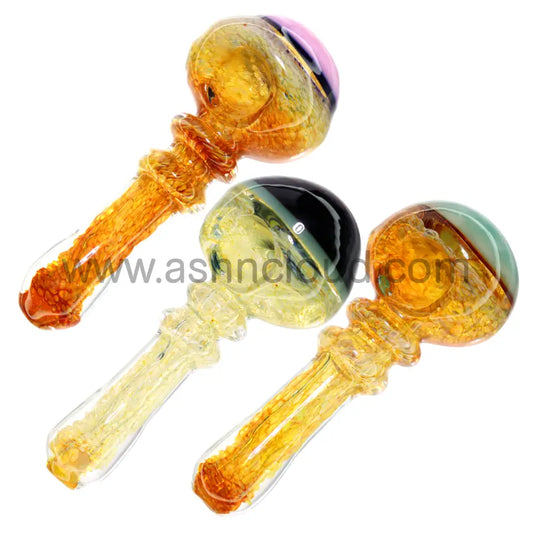6 in - Golden Slime Head Double Ring Hand Pipe Spoon