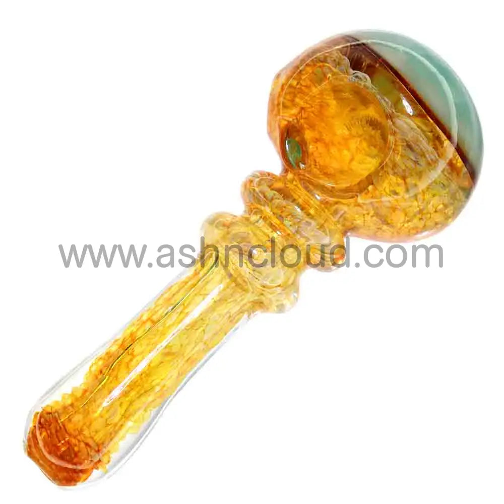 6 in - Golden Slime Head Double Ring Hand Pipe Spoon