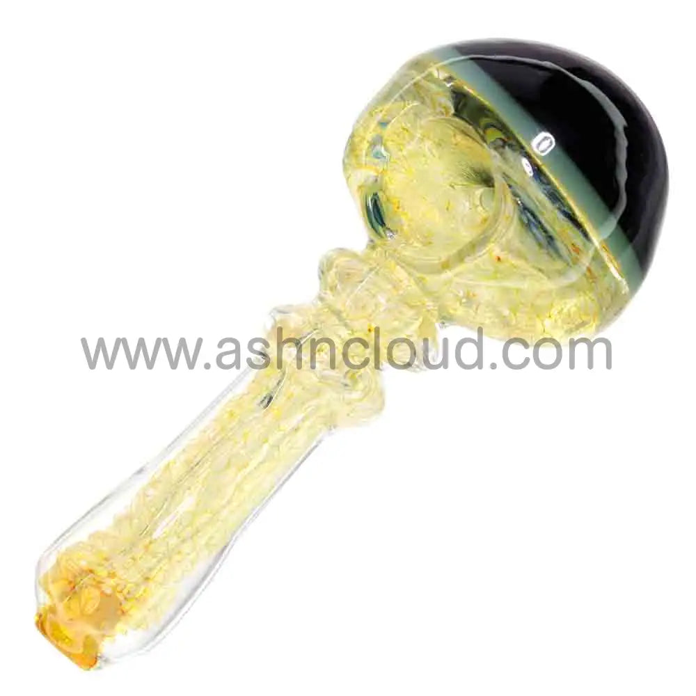 6 in - Golden Slime Head Double Ring Hand Pipe Spoon