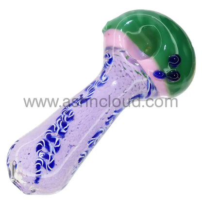 6 In - Heavy Honeycomb Glass Swirl Tails Hand Pipe Spoon