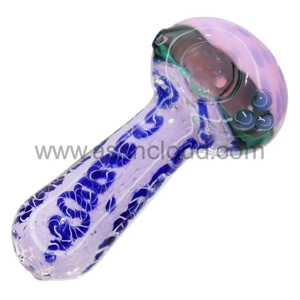 6 In - Heavy Honeycomb Glass Swirl Tails Hand Pipe Spoon