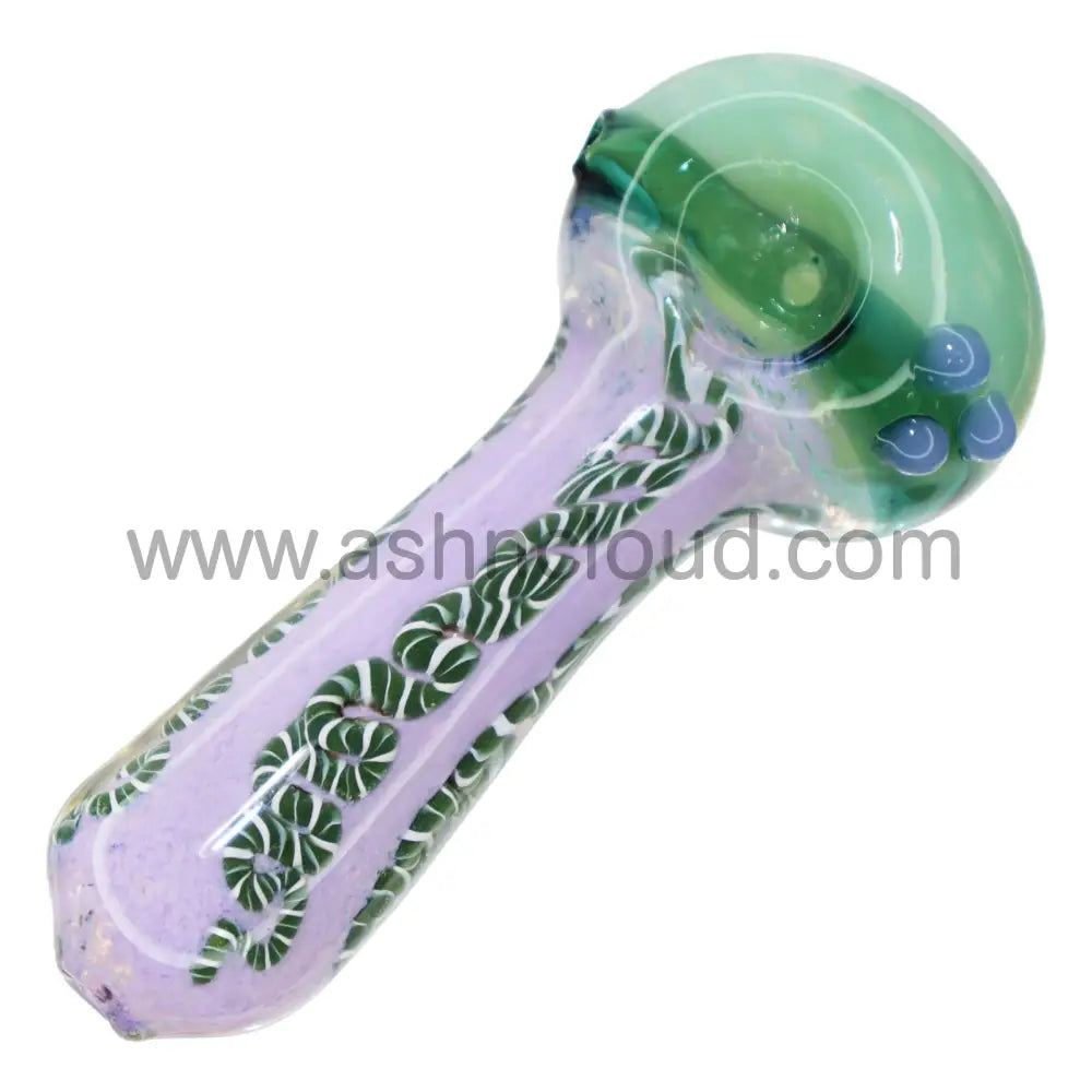 6 In - Heavy Honeycomb Glass Swirl Tails Hand Pipe Spoon