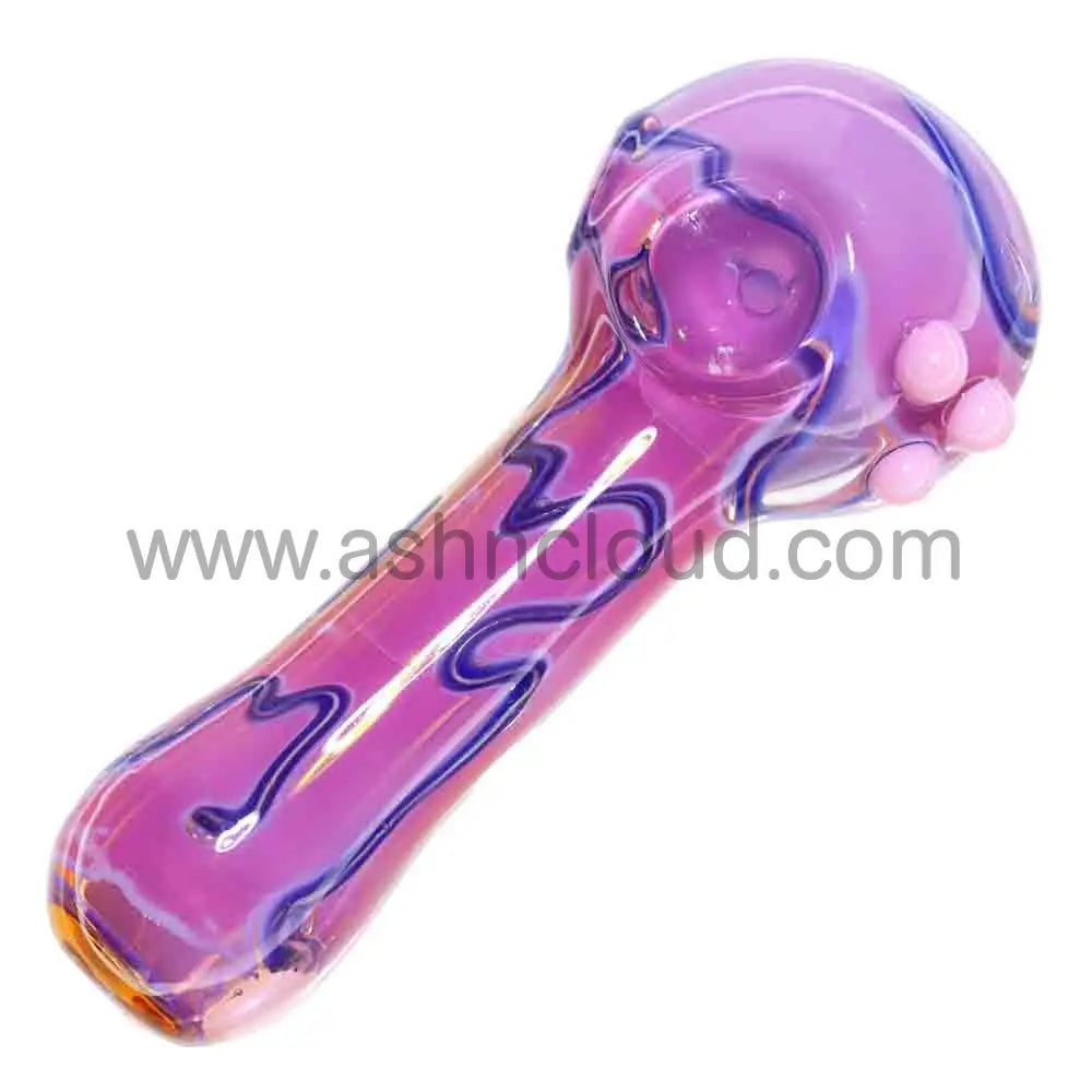 6 in - Heavy Slime Pink/Purple Glass Spoon Pipe