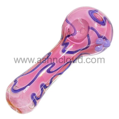 6 in - Heavy Slime Pink/Purple Glass Spoon Pipe