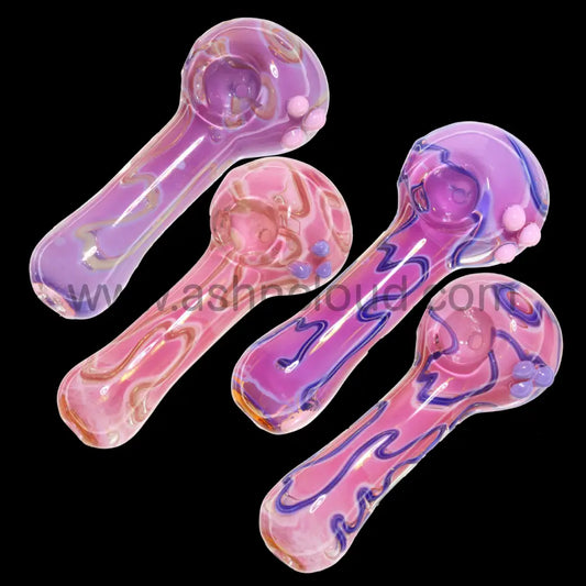 6 in - Heavy Slime Pink/Purple Glass Spoon Pipe