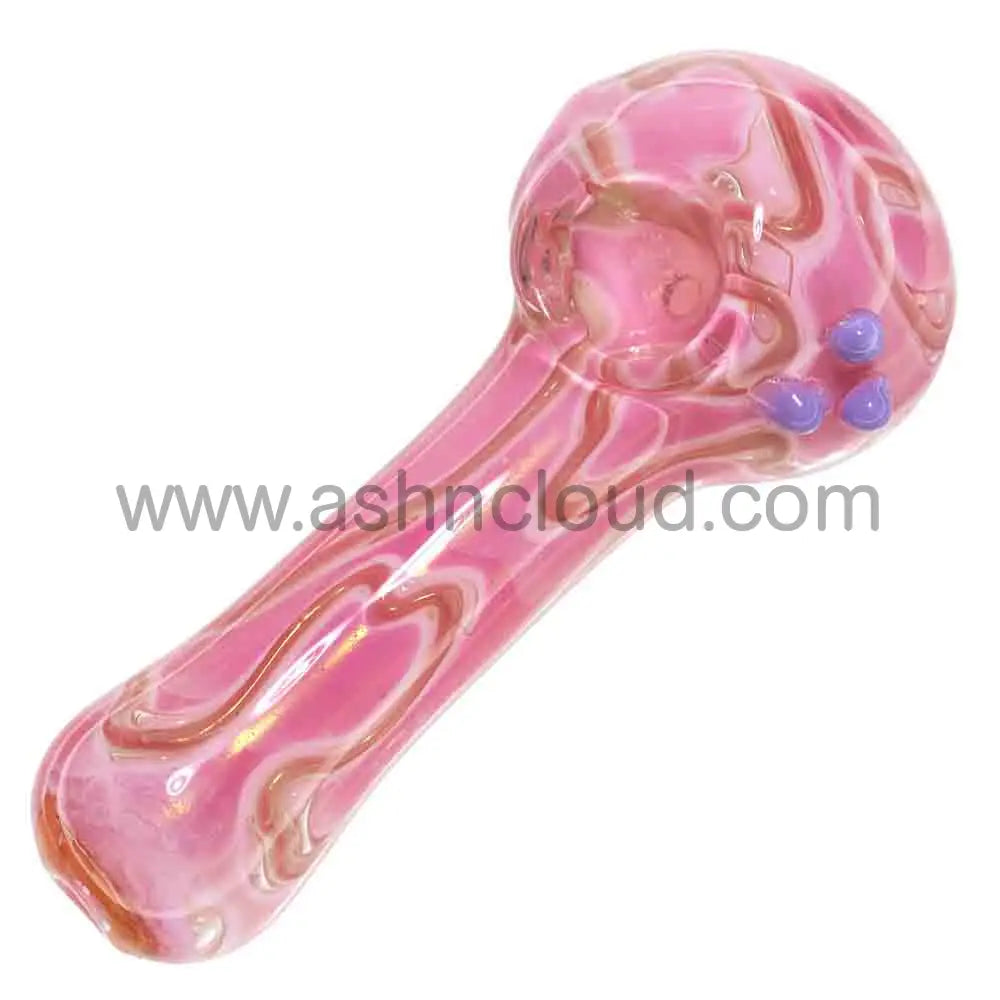 6 in - Heavy Slime Pink/Purple Glass Spoon Pipe