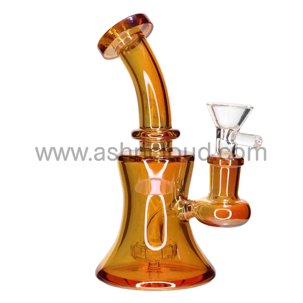 6 In - Iridescent Metalic Glow Curvy Glass Mini Bong Dab Rig