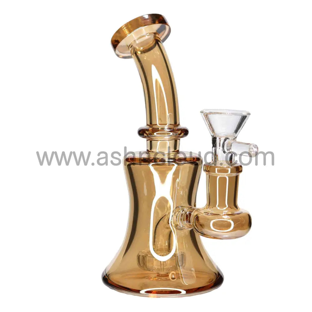 6 In - Iridescent Metalic Glow Curvy Glass Mini Bong Dab Rig