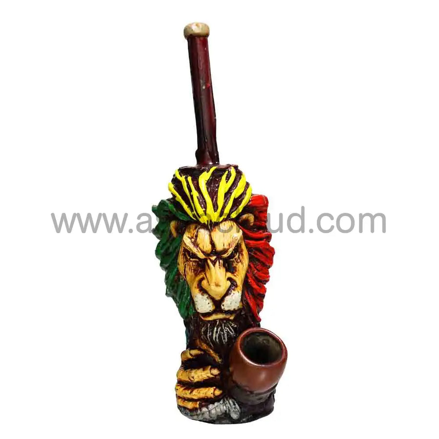 6 Inch Lion Design Rasta Bamboo Bong