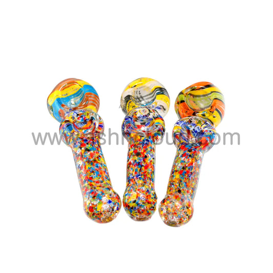 6 In - Multicolor Implosion Hand Pipe Glass Spoon