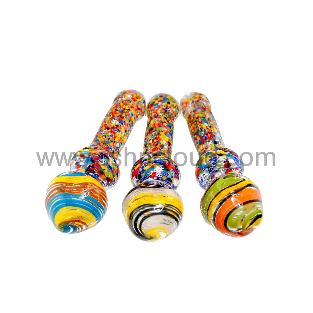 6 In - Multicolor Implosion Hand Pipe Glass Spoon