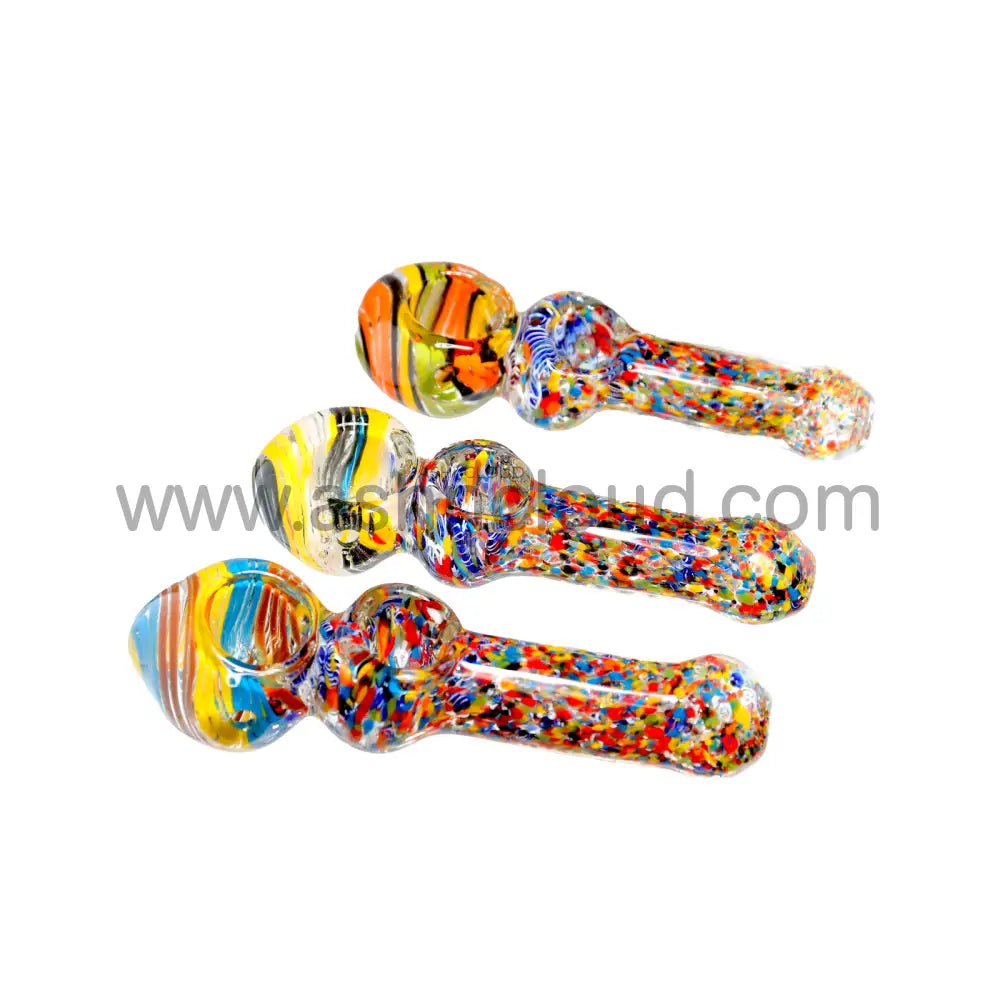 6 In - Multicolor Implosion Hand Pipe Glass Spoon