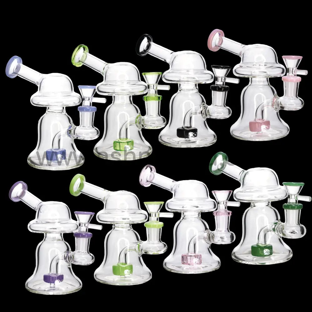 6 In - Mushroom Shaped Mini Glass Bong 8 Colors