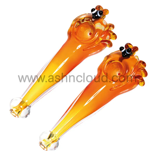 6 In - Orange Fancy Bees Hand Pipe Spoon