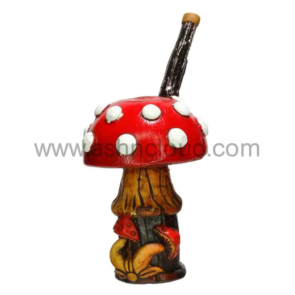 6 in - Red Big Mushroom Bamboo Bong