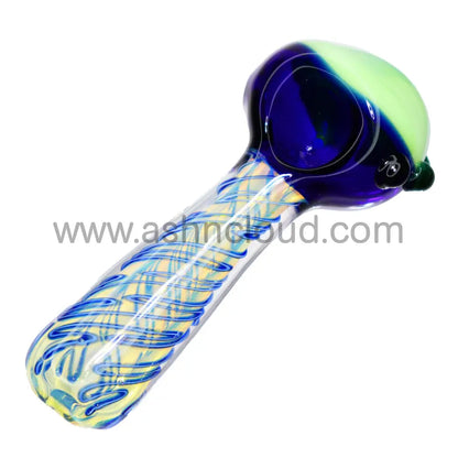 6 In - Streaky Body Multicolor Head Hand Pipe Spoon Glass