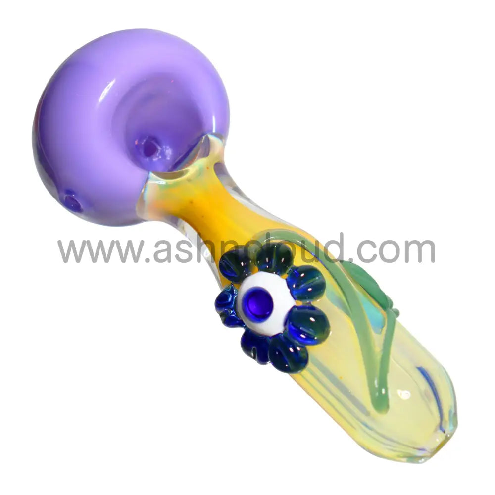 6 In - Sweet Flower Colored Head Hand Pipe Spoon