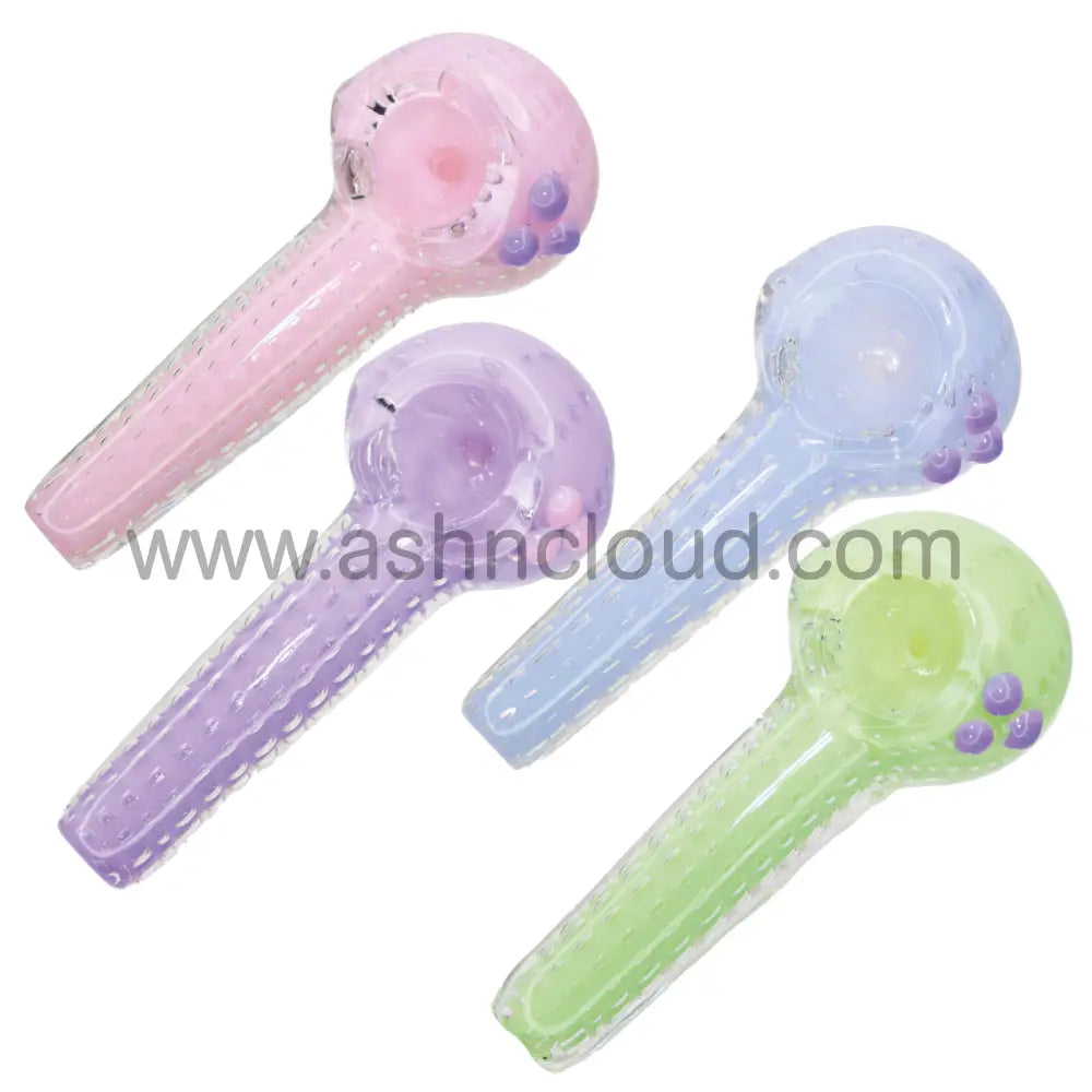 6 In - Sweet Slime Colors Doted Glass Hand Pipe Spoon