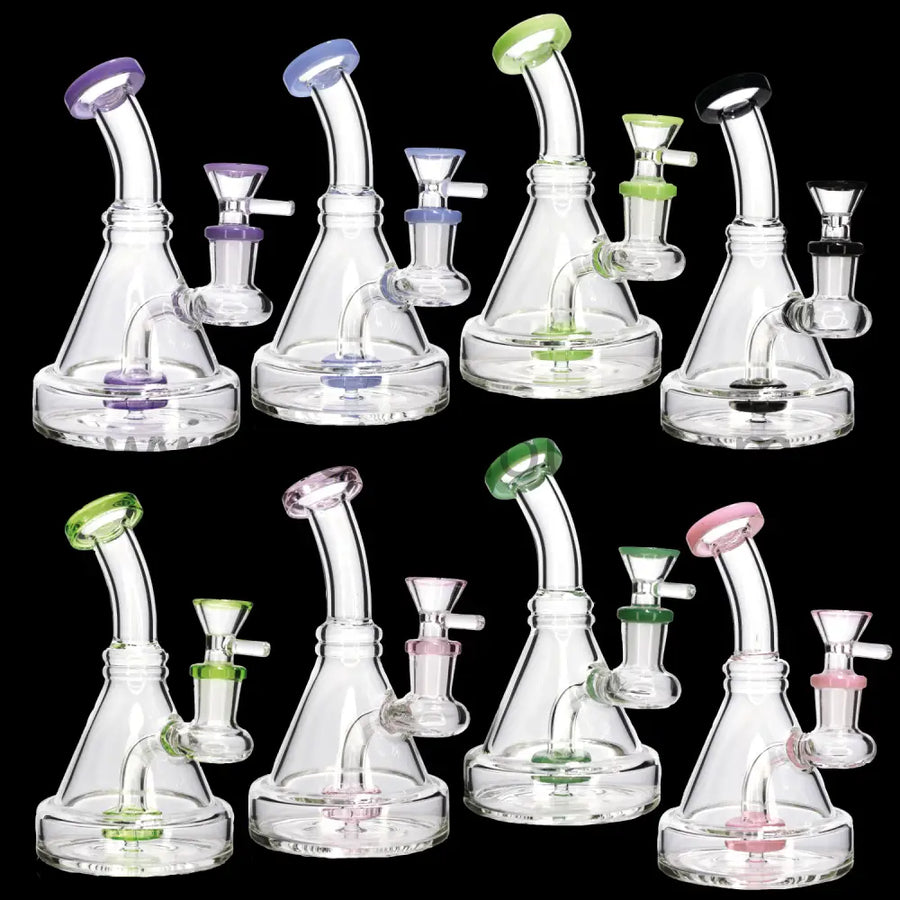 6 Inch Triangle Mini Glass Bong, 8 Colors