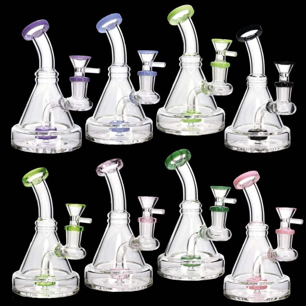 6 In - Triangled Mini Glass Bong 8 Colors