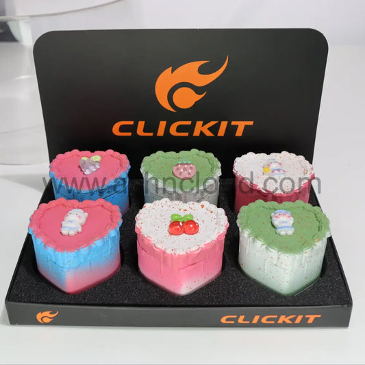 6 pcs - 2.5’’ 63mm Click it Heart Cake Design 4 Layer Grinder MG-006