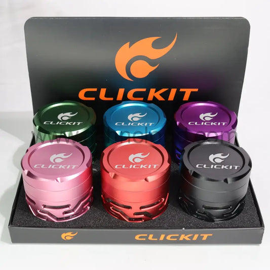 6 pcs - 2.5’’ 63mm Click it Metallic Assorted Colors 4 Layer Grinder MG-105