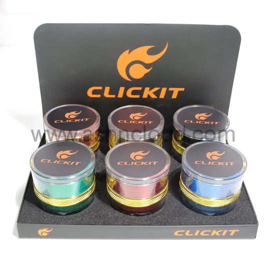 6 pcs - 2.5’’ 63mm Click it Metallic Gold Belt Color Fancy Grinder MG-010