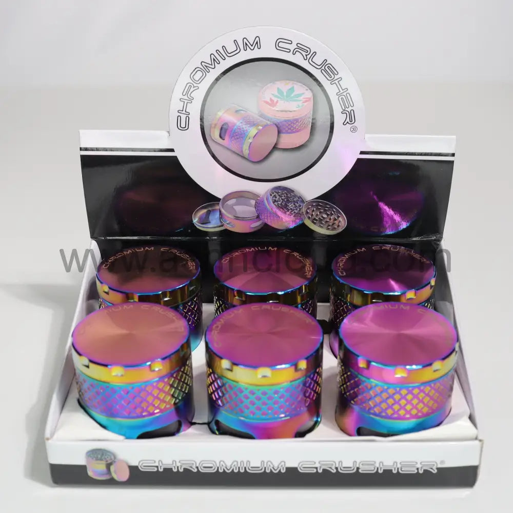 6 pcs - 2.2’’ 55mm Diamond Chromium Crusher Metallic Grinder 4 Layer