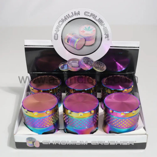 6 pcs - 2.2’’ 55mm Diamond Chromium Crusher Metallic Grinder 4 Layer