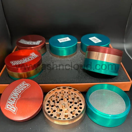 6 Pcs - Backwoods Rasta 4 Layer Grinder