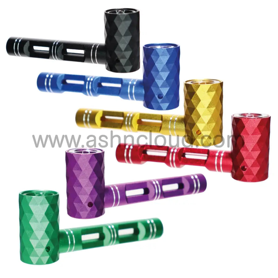6 Inch Diamond Metal Pipe with Glass Tube and Bowl, 6-Piece Box