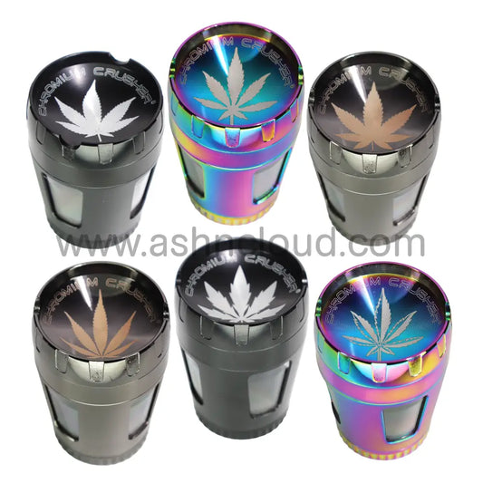 6 PCS Display 2.5’’ – Chromium Crusher 70420 GR-04 4-Piece Metal Herb Grinders – Wholesale