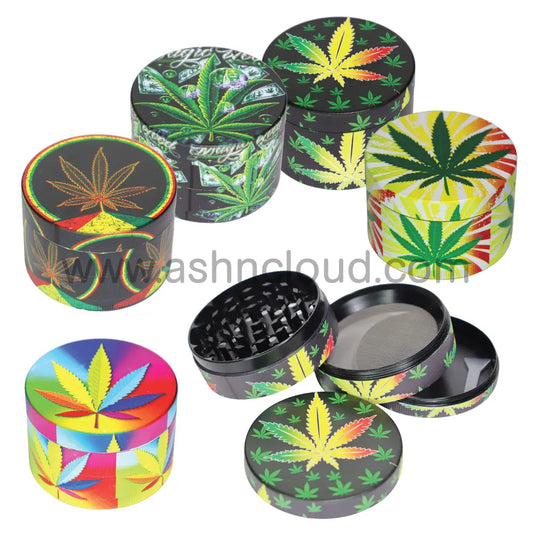6 PCS Display – 2.5-Inch 4-Piece Metal Herb Grinders Tobacco Grinder 63-2 MY Leaf Vibrant – Wholesale