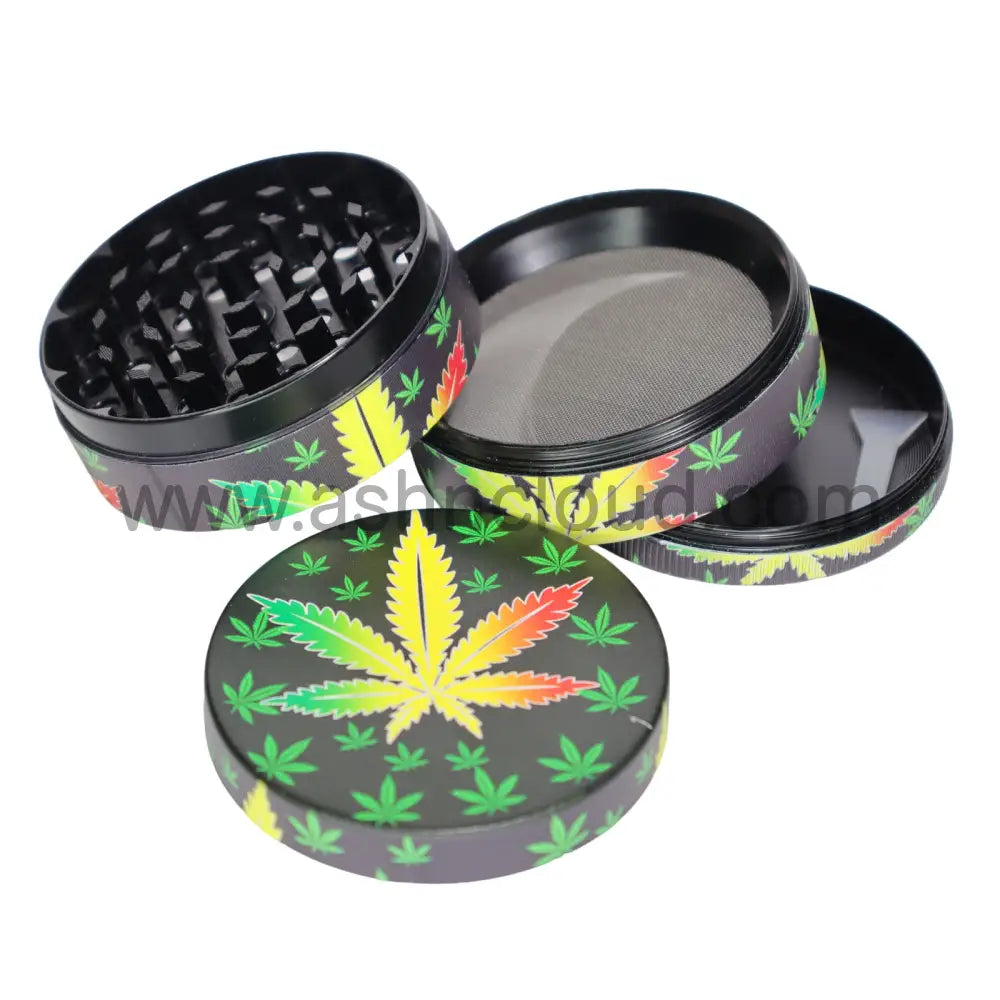 6 PCS Display – 2.5-Inch 4-Piece Metal Herb Grinders Tobacco Grinder 63-2 MY Leaf Vibrant – Wholesale