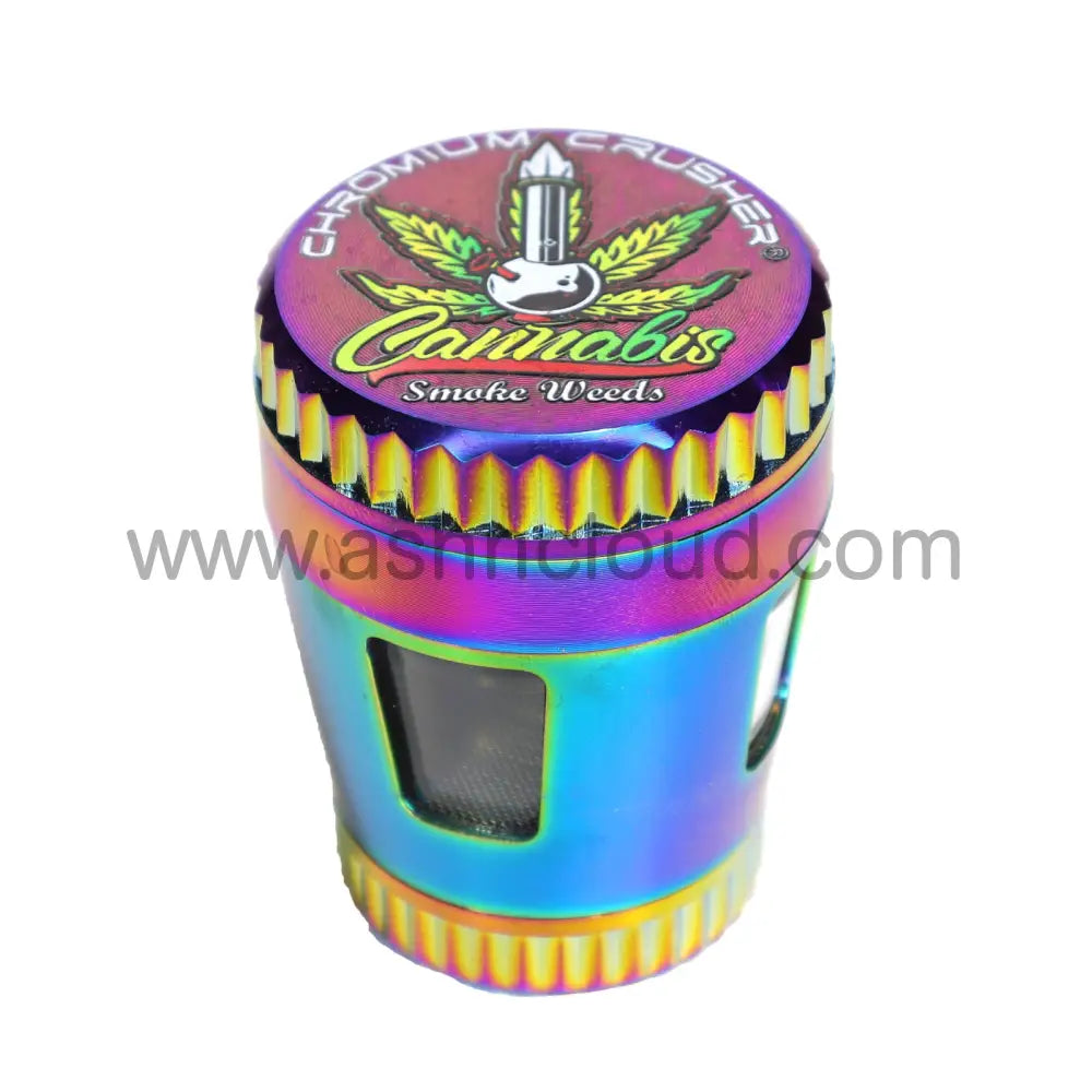 6 PCS Display – Chromium Crusher 70413 GR-10 2-Inch 4-Piece Metal Herb Grinders – Rainbow Finish Wholesale
